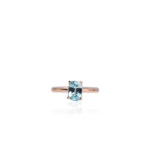 6 x 8 mm. Cushion Cut Blue Cambodian Zircon Ring