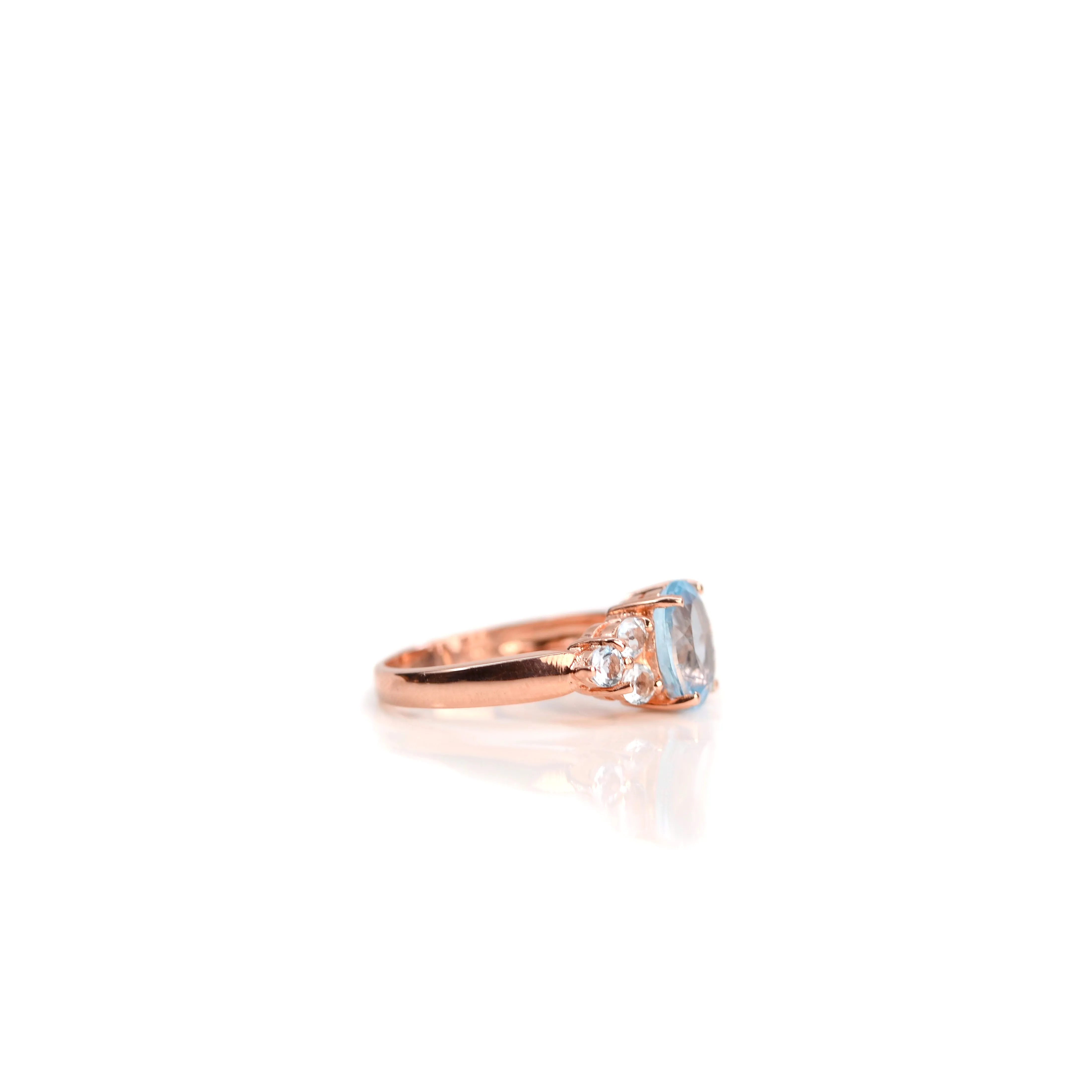 7 x 9 mm. Oval Cut Sky Blue Brazilian Topaz Cluster Ring