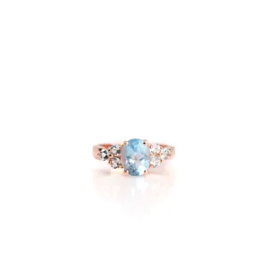 7 x 9 mm. Oval Cut Sky Blue Brazilian Topaz Cluster Ring
