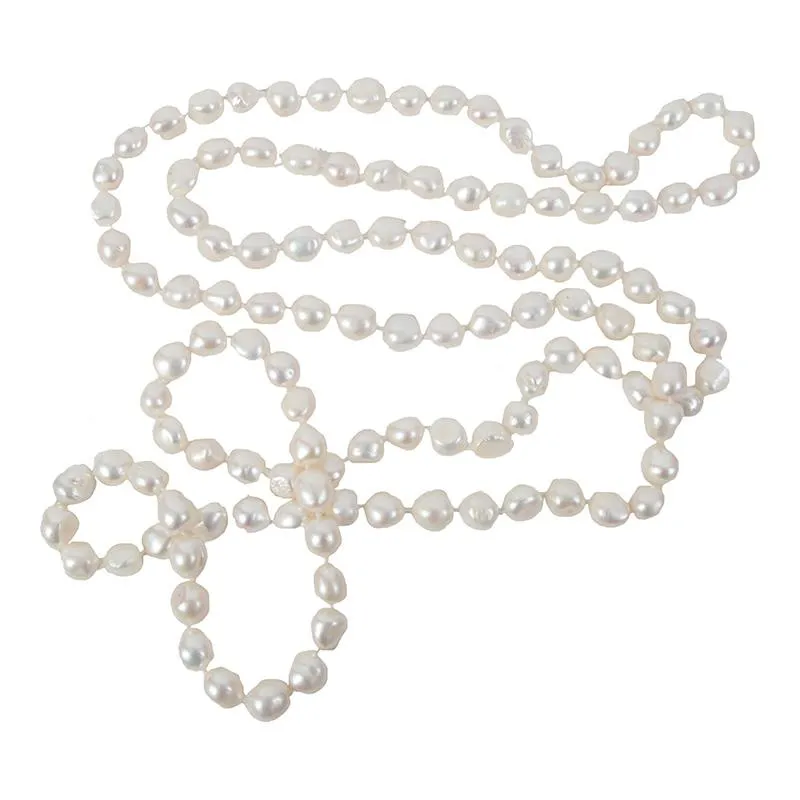 713-01 | 60" WHITE BAROQUE ROPE NECKLACE