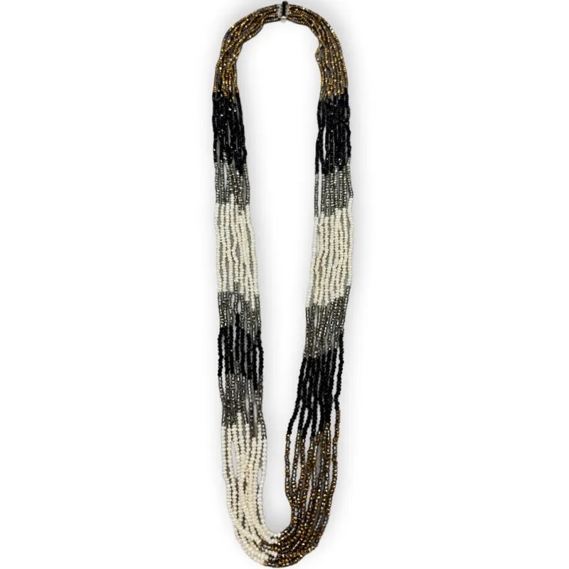 723-04 | 8-STRAND PETITE PEARL & MULTI COLOR CRYSTAL 38"