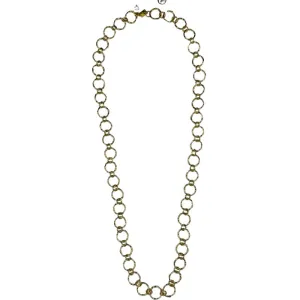 800-ROUND-G | HAMMERED GOLD ROUND CHAIN NECKLACE 34"