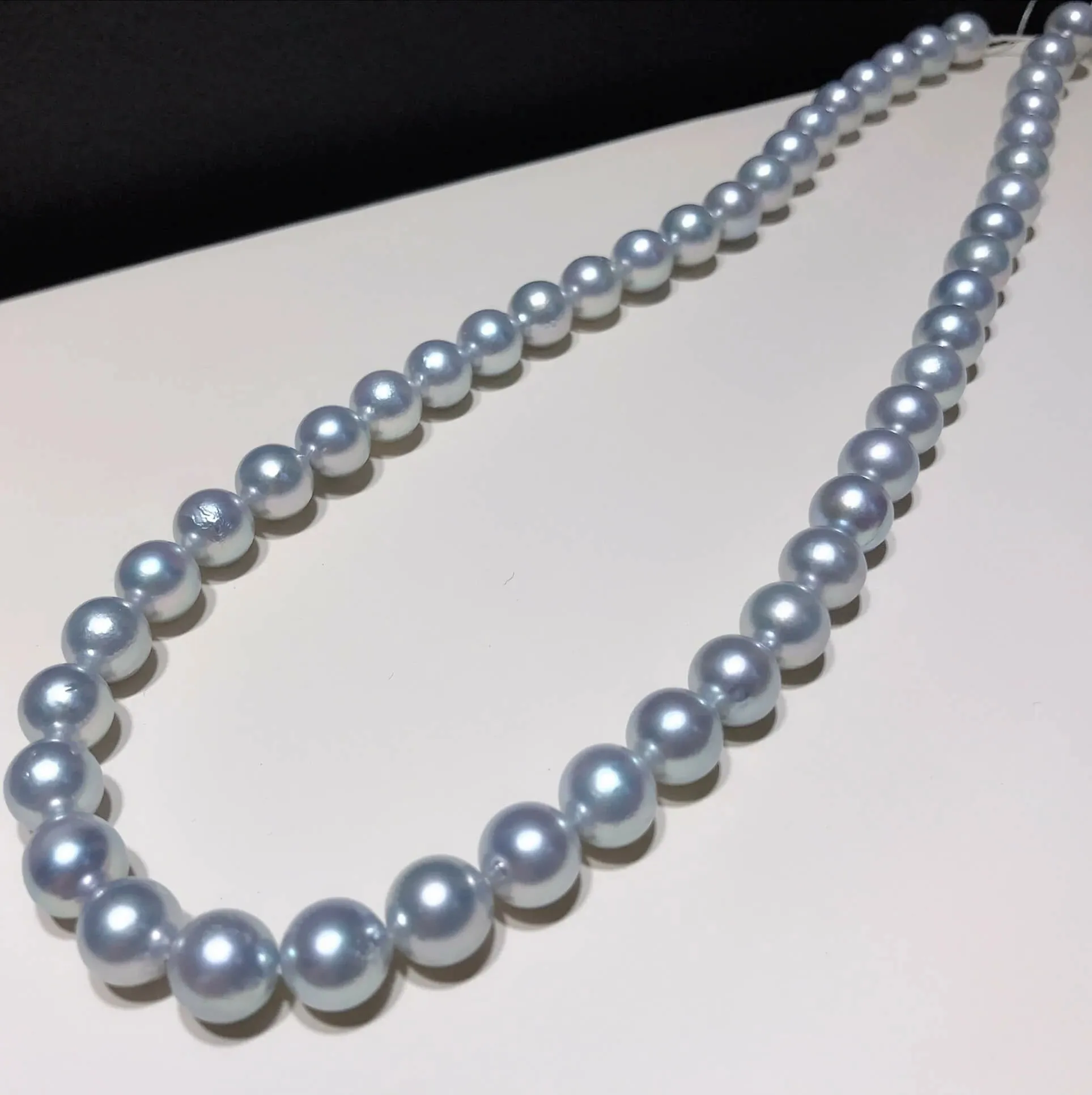 8.5-9.0 mm Silver Blue Akoya Pearl Necklace 16" for Woman