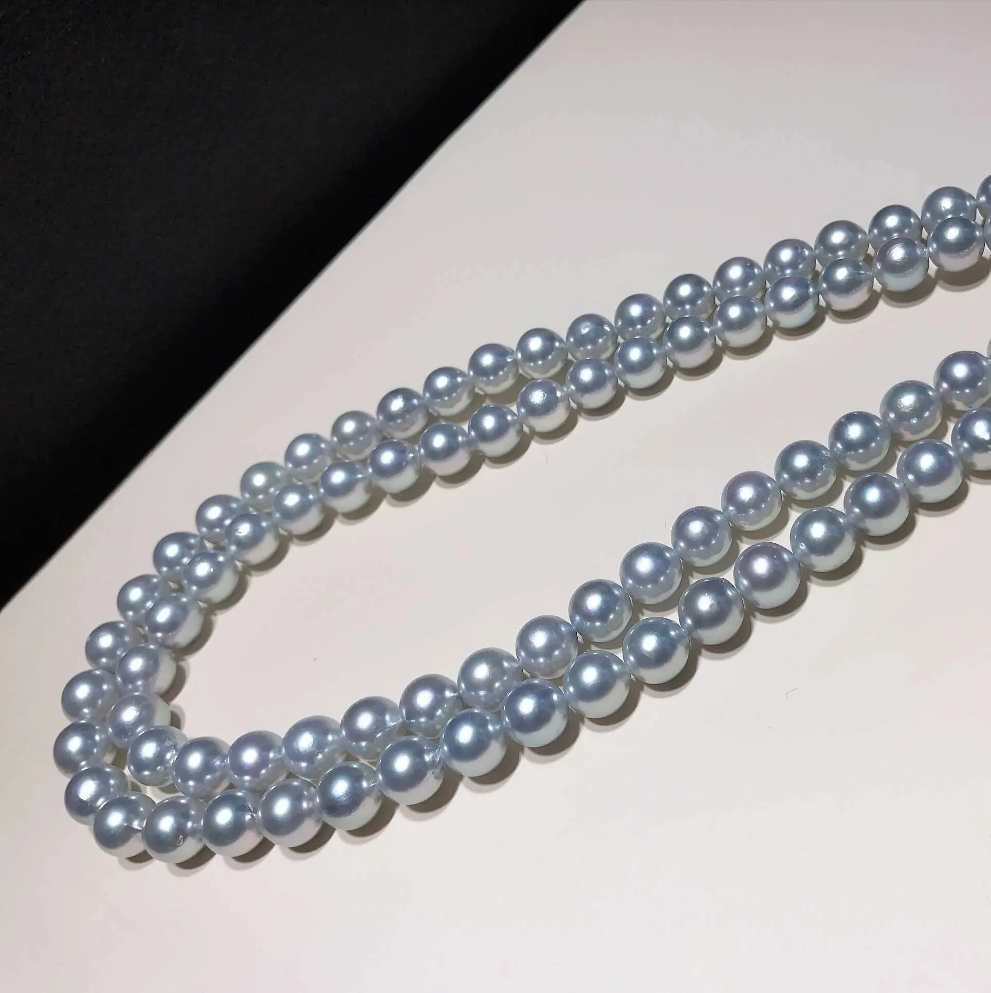 8.5-9.0 mm Silver Blue Akoya Pearl Necklace 16" for Woman