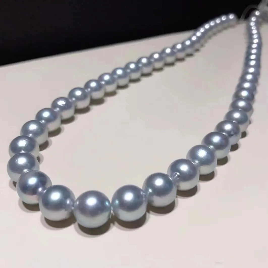 8.5-9.0 mm Silver Blue Akoya Pearl Necklace 16" for Woman