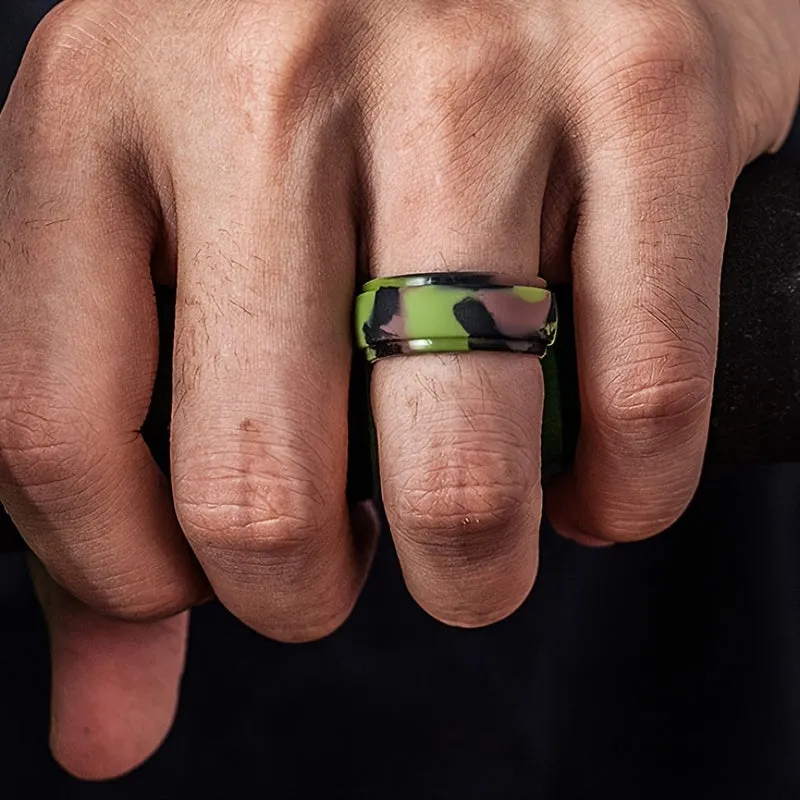 8pcs Silicone Wedding Ring Set for Men, Rubber Bands