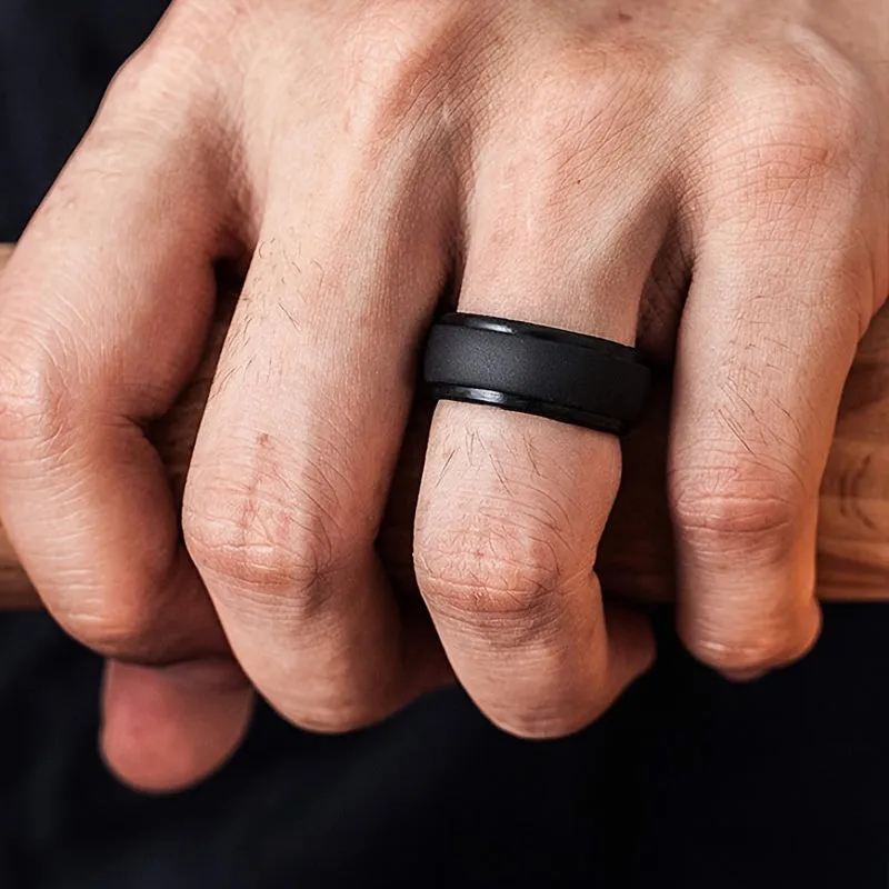 8pcs Silicone Wedding Ring Set for Men, Rubber Bands