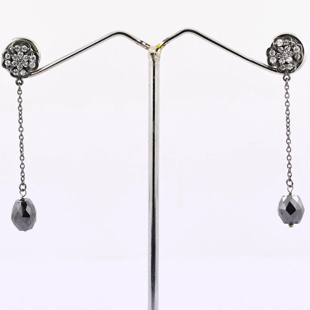 9 mm Black Diamond Studs, Drop Earring With Diamonds Accents- Great Shine with Amazing Collection