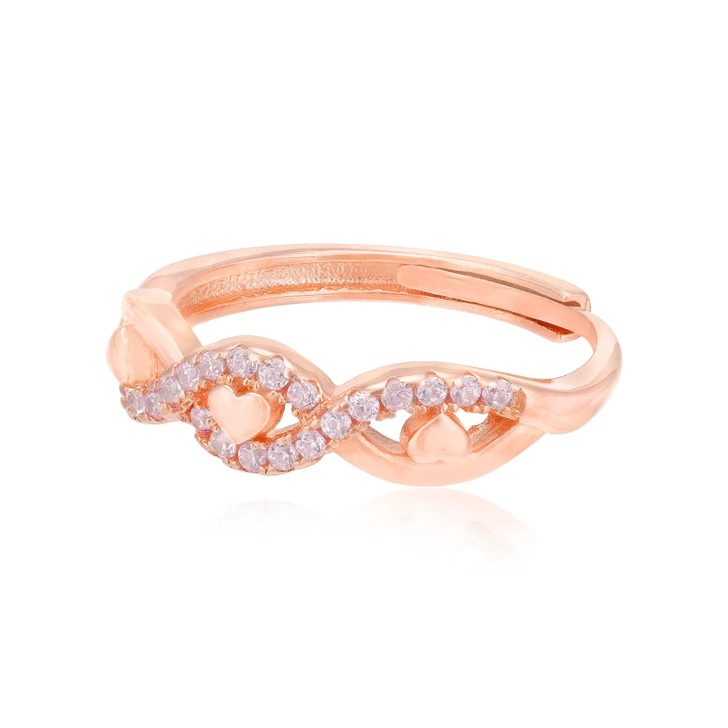 925 Clustered Rose Gold Plated Heart Motif Rings