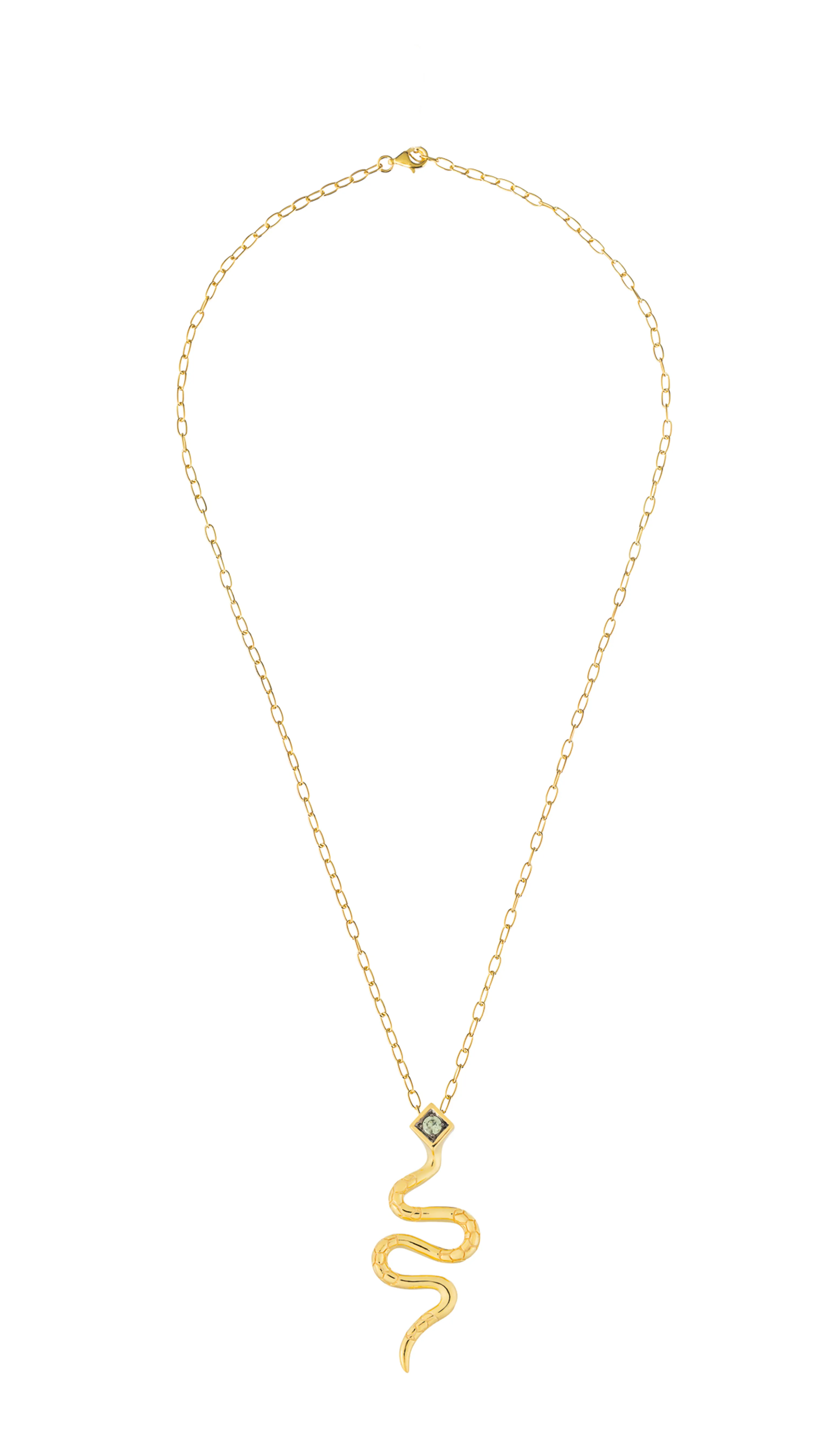 925 Silver Serpentine Necklace with Green Sapphire