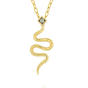 925 Silver Serpentine Necklace with Green Sapphire