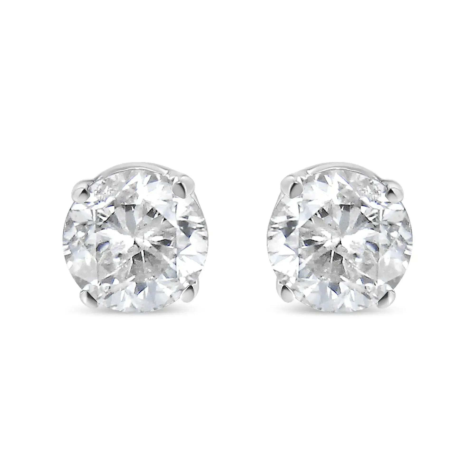 .925 Sterling Silver 1/10 Cttw Round Brilliant-Cut Diamond Classic 4-Prong Stud Earrings (H-I Color, I2-I3 Clarity)