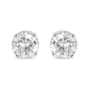 .925 Sterling Silver 1/10 Cttw Round Brilliant-Cut Diamond Classic 4-Prong Stud Earrings (H-I Color, I2-I3 Clarity)