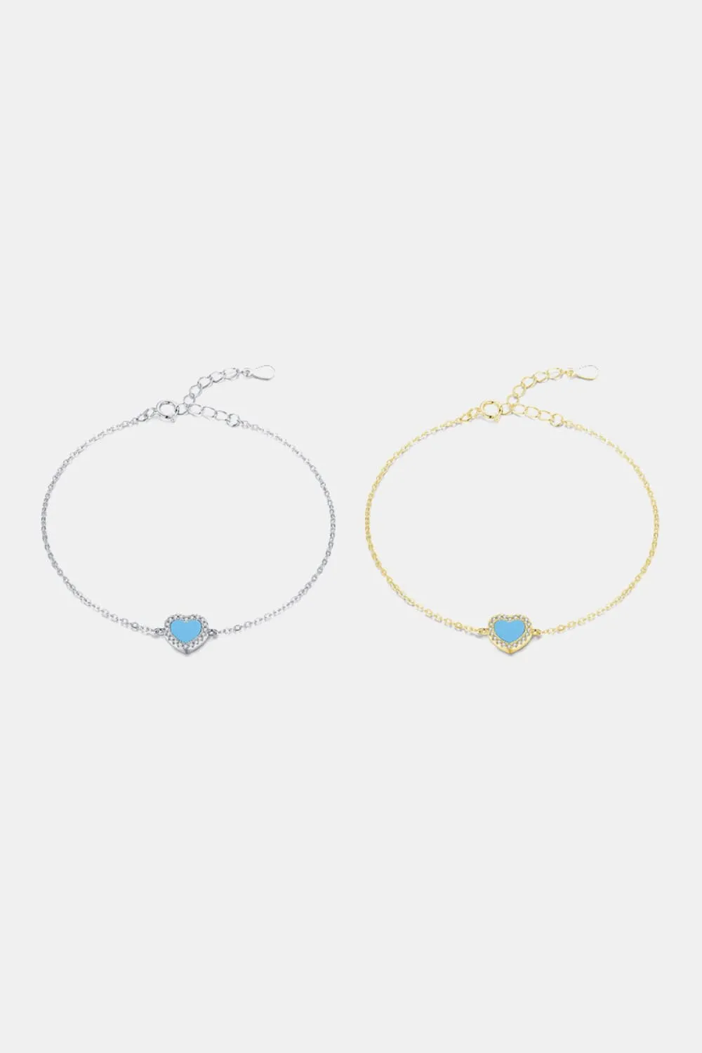 925 Sterling Silver Heart Shape Spring Ring Closure Bracelets