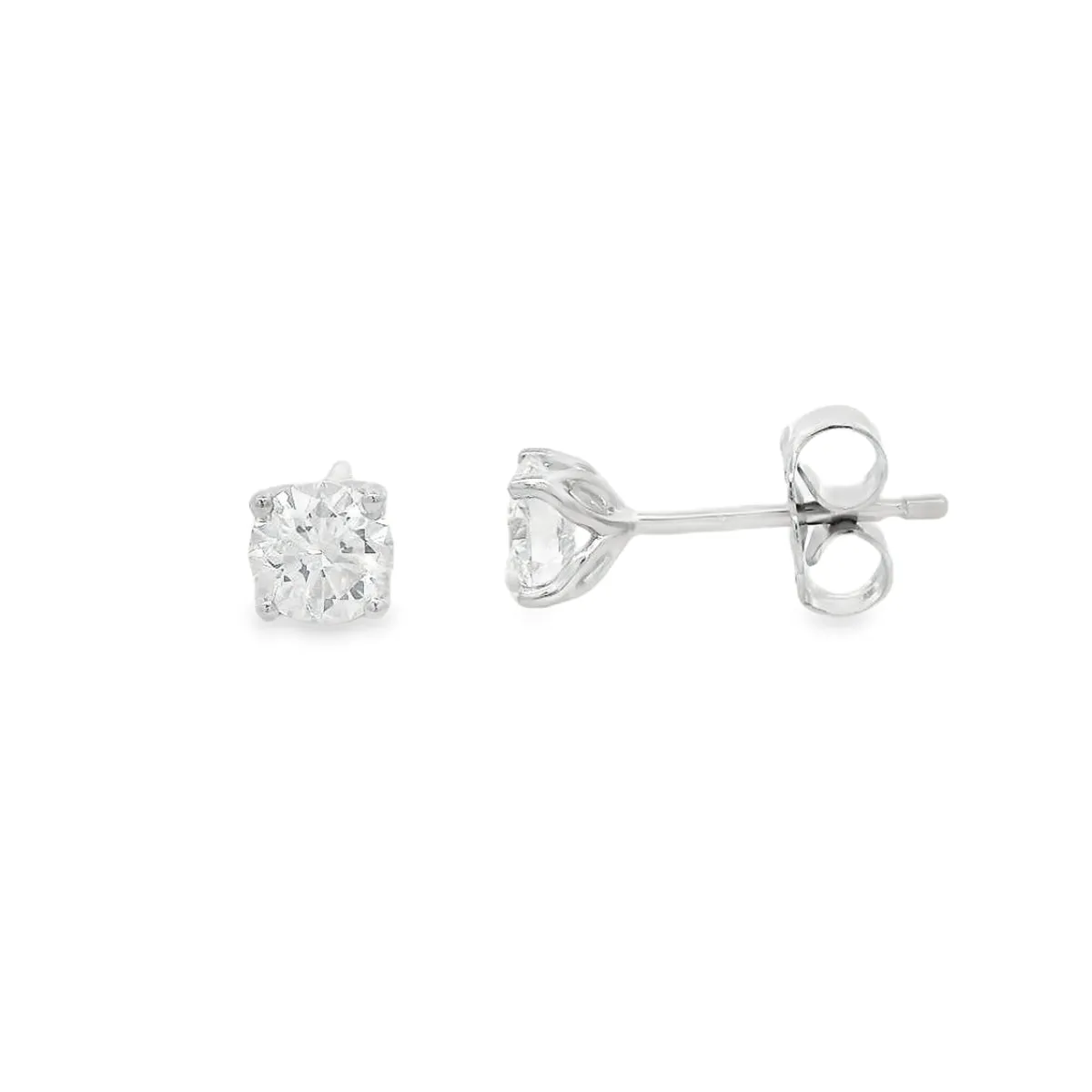 9ct White Gold 5mm Round Lab Grown Diamond Stud Earrings TDW= 1ct