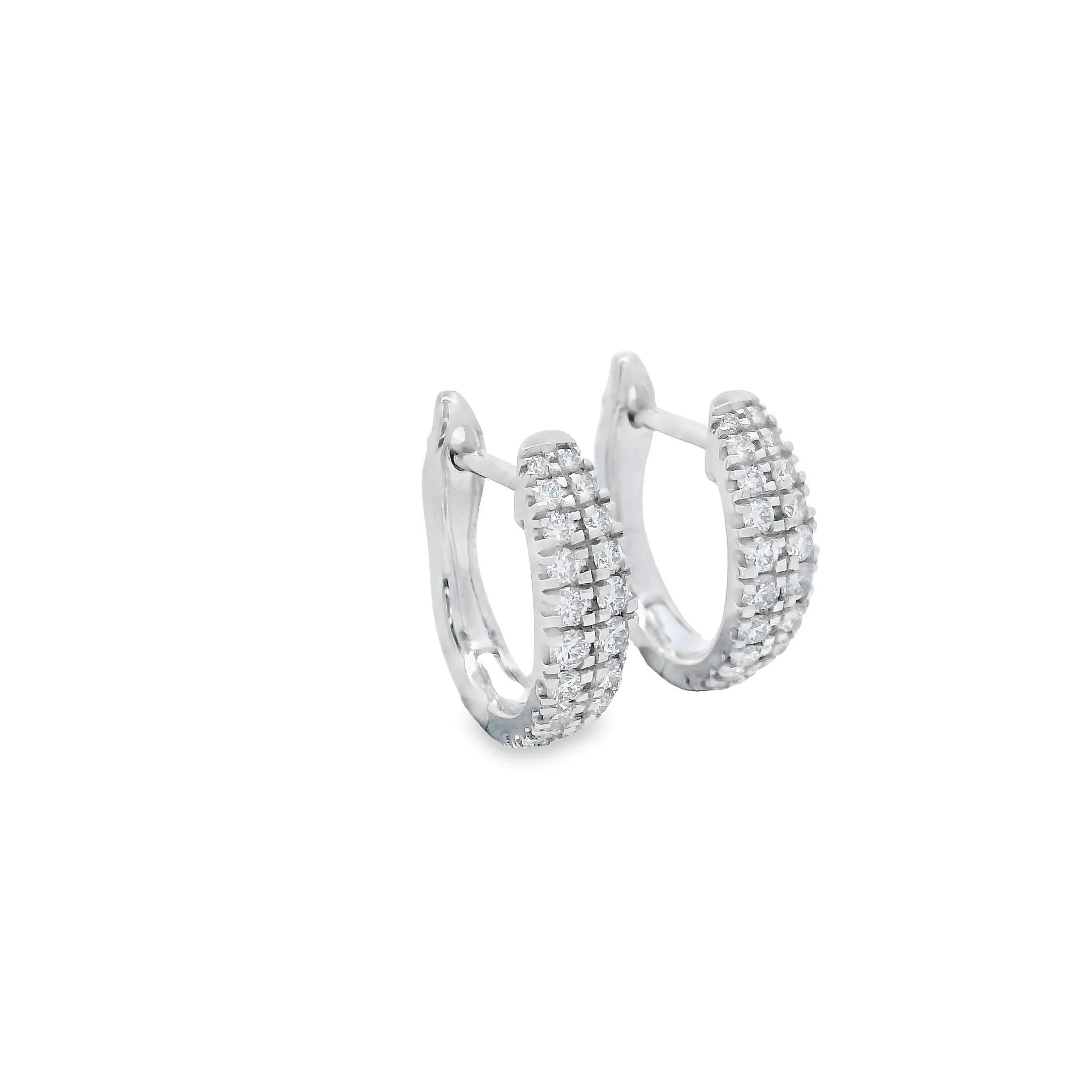 9ct White Gold Round Double Row Lab Grown Diamond Hoop Earrings TDW= 0.45ct