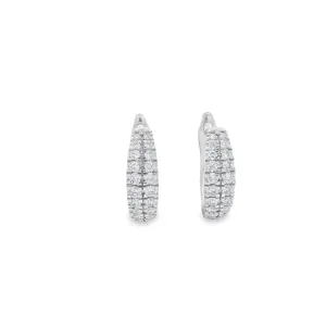9ct White Gold Round Double Row Lab Grown Diamond Hoop Earrings TDW= 0.45ct
