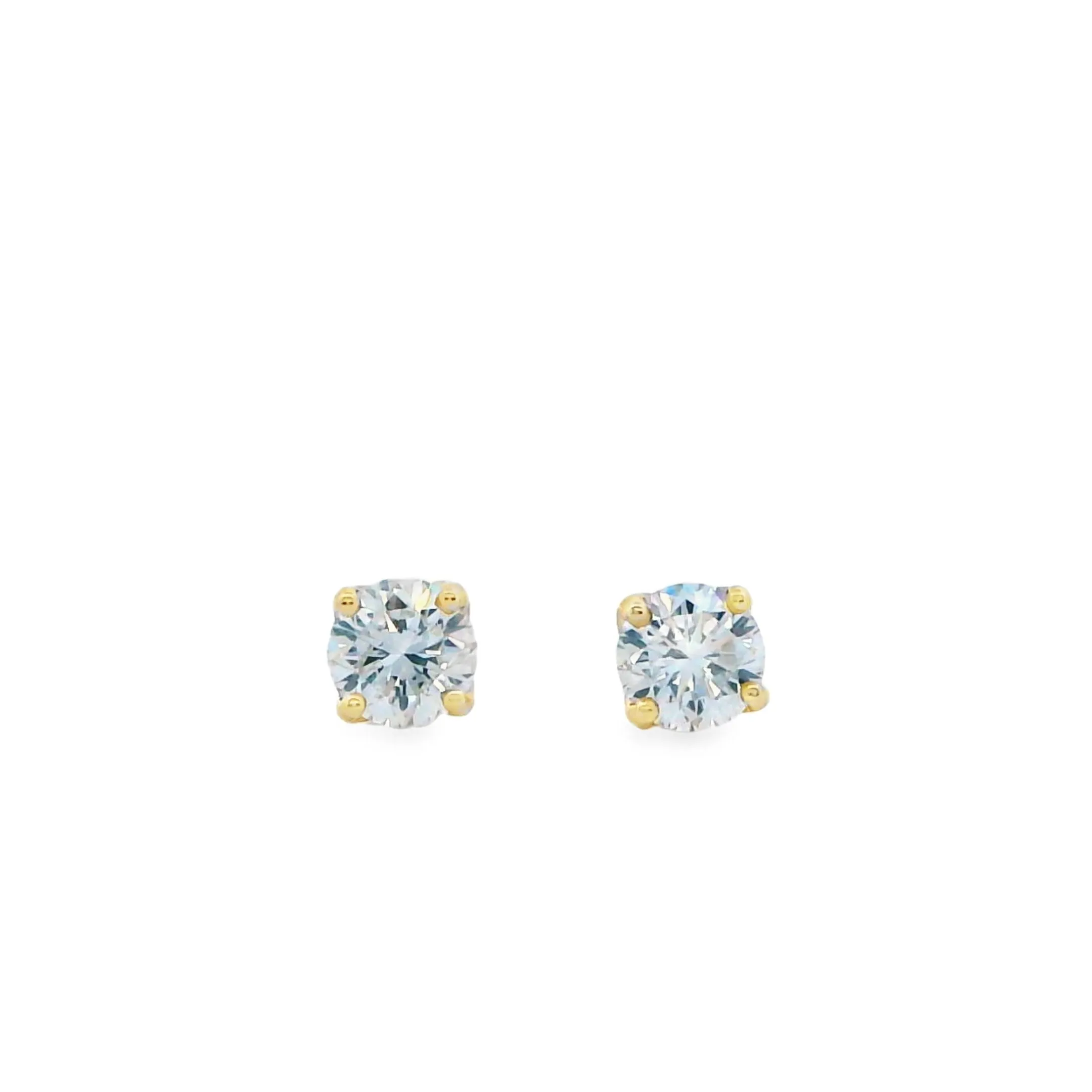 9ct Yellow Gold 4mm Round Lab Grown Diamond Stud Earrings TDW= 0.50ct
