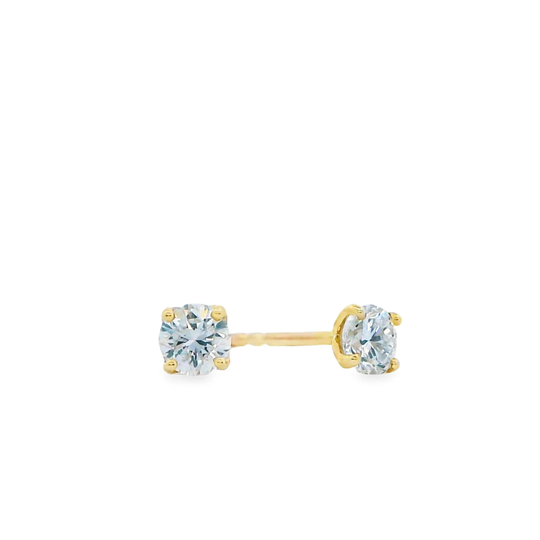 9ct Yellow Gold 4mm Round Lab Grown Diamond Stud Earrings TDW= 0.50ct