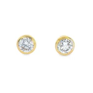 9ct Yellow Gold Round Lab Grown Diamond Bezel Set Stud Earrings TDW= 0.50ct