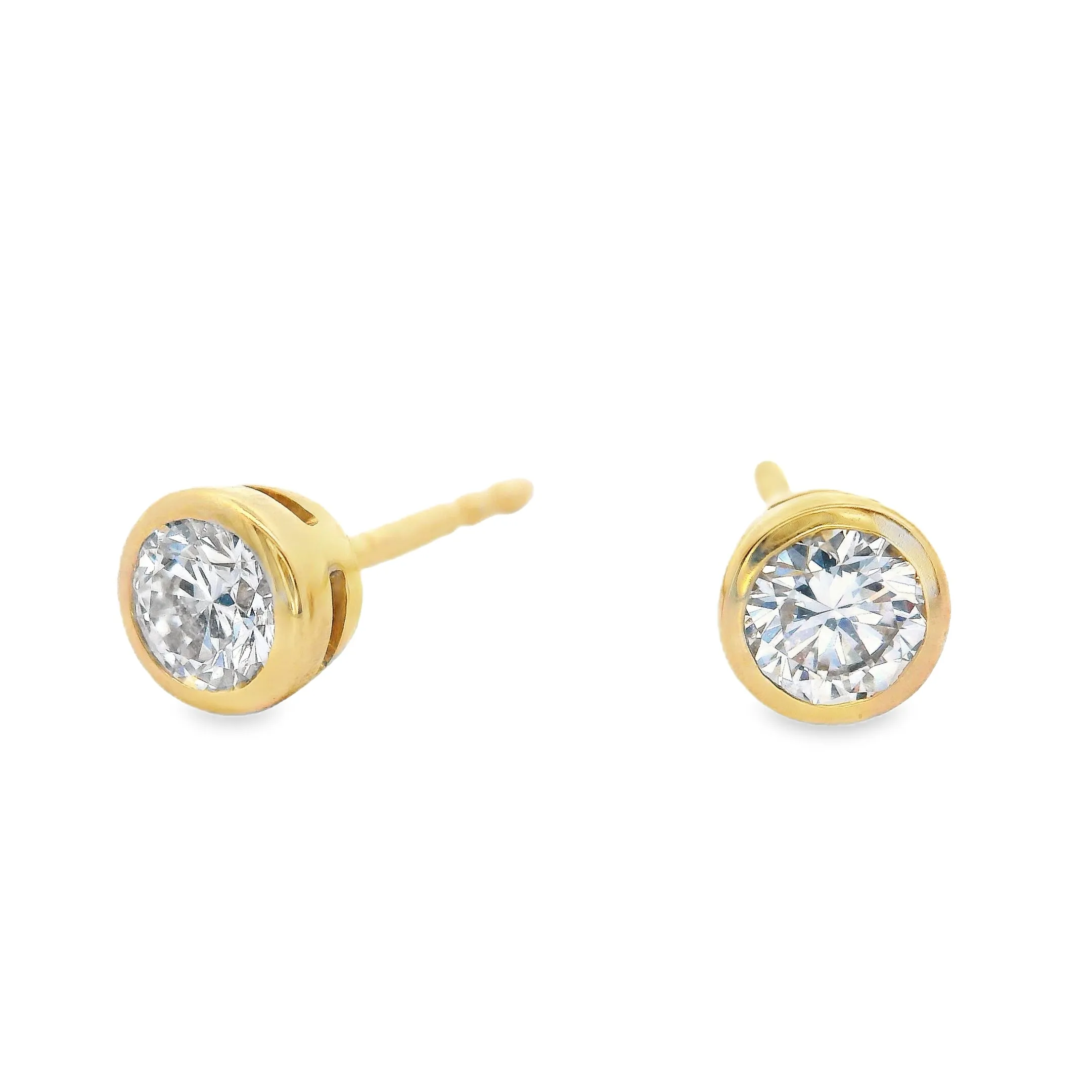 9ct Yellow Gold Round Lab Grown Diamond Bezel Set Stud Earrings TDW= 0.50ct