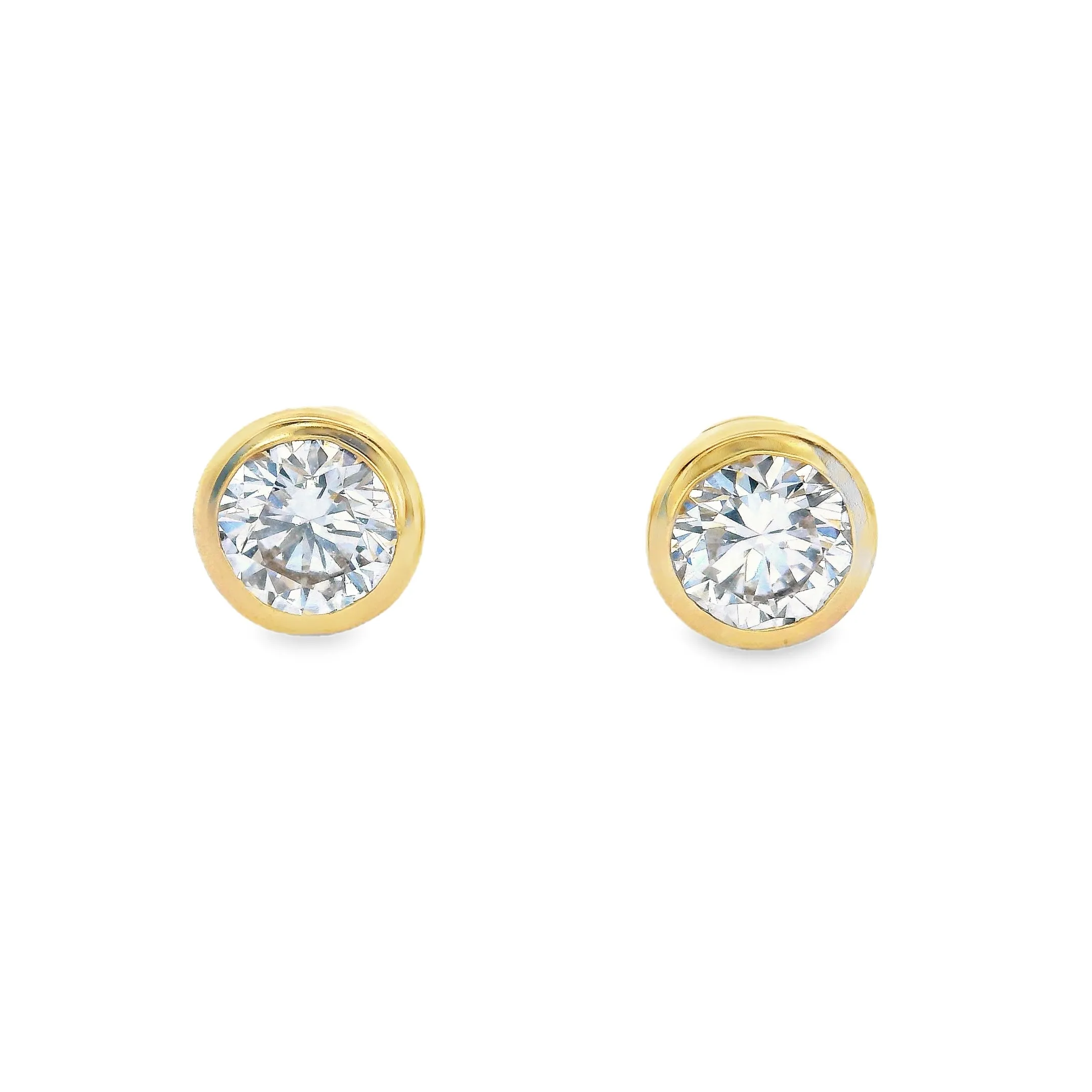 9ct Yellow Gold Round Lab Grown Diamond Bezel Set Stud Earrings TDW= 0.50ct