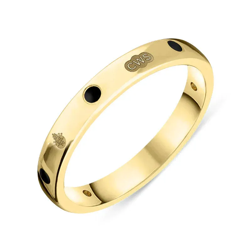 9ct Yellow Gold Whitby Jet Queen's Jubilee Hallmark 3mm Ring D