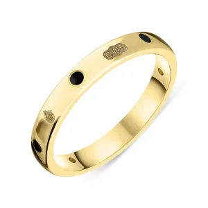 9ct Yellow Gold Whitby Jet Queen's Jubilee Hallmark 3mm Ring D