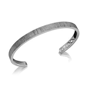 A. Jaffe 14K Ruthenium Gold 0.09ct. Diamond Brushed Finishing & Quilt Detail Inside Bangle Bracelet