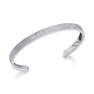 A. Jaffe 14K White Gold 0.09ct. Diamond Brushed Finishing & Quilt Detail Inside Bangle Bracelet