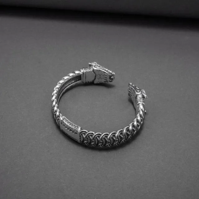 Adjustable Viking Dragon Torc Bracelet | Handmade Norse Jewelry