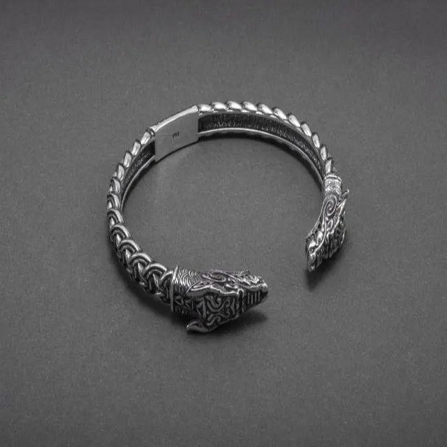 Adjustable Viking Dragon Torc Bracelet | Handmade Norse Jewelry