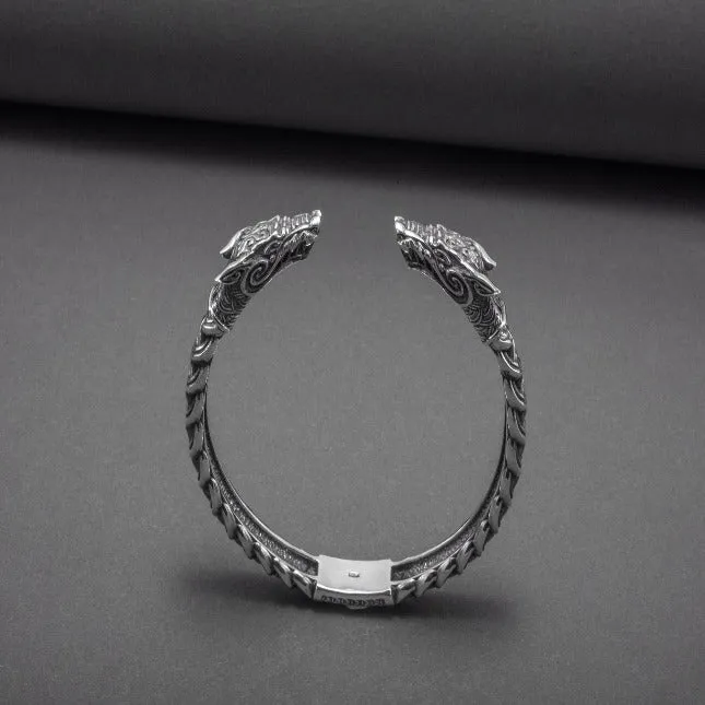 Adjustable Viking Dragon Torc Bracelet | Handmade Norse Jewelry