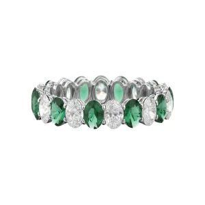 Alternating Diamond and Gemstone Oval Band