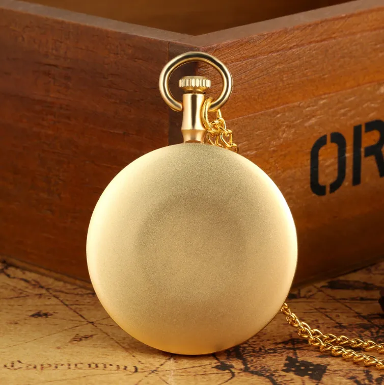 Antique Gold Vintage Pocket Watch With Chain For Men Roman Numbers Analog Display