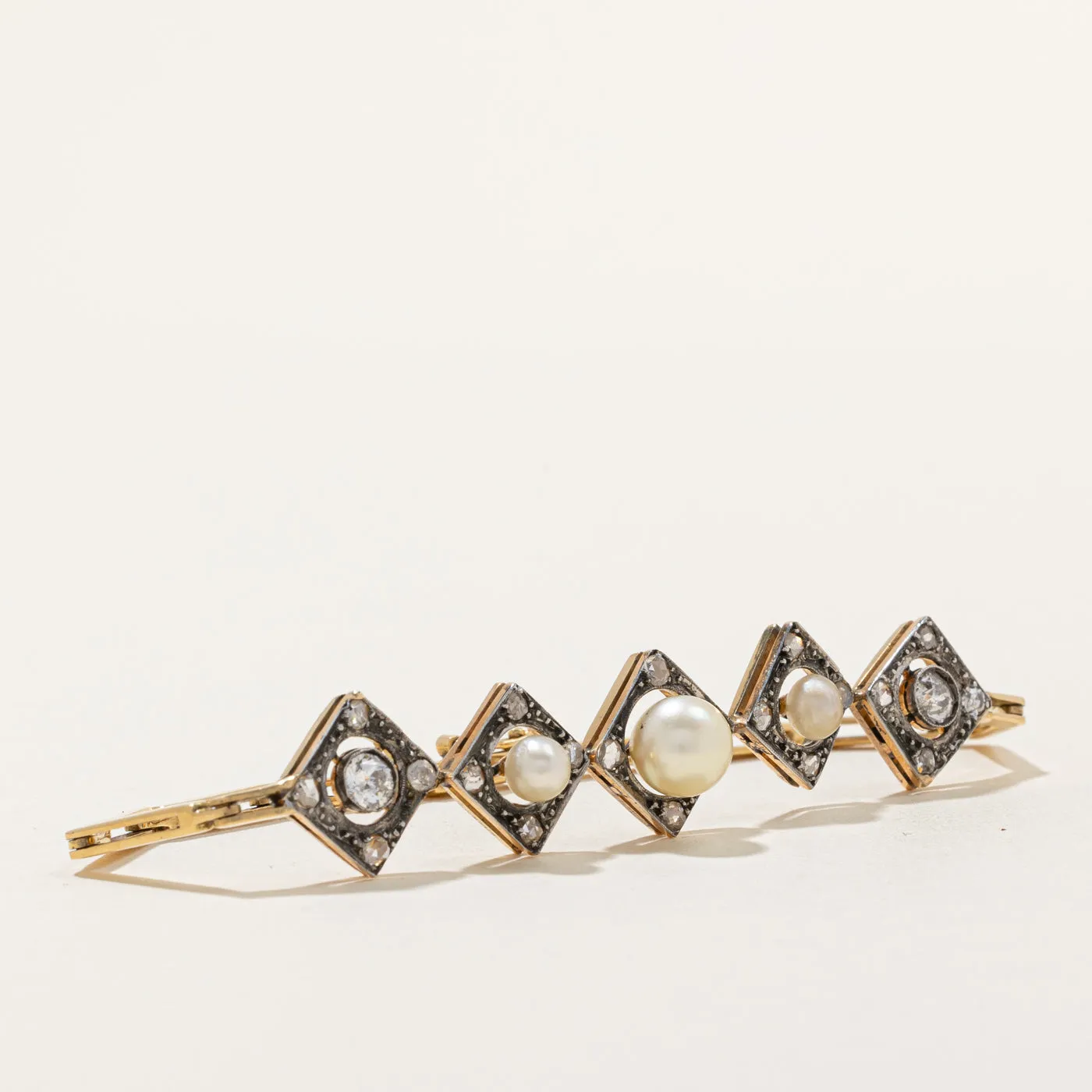 Antique Old Cut Diamond & Pearl Bracelet | 0.60ctw | 7" |