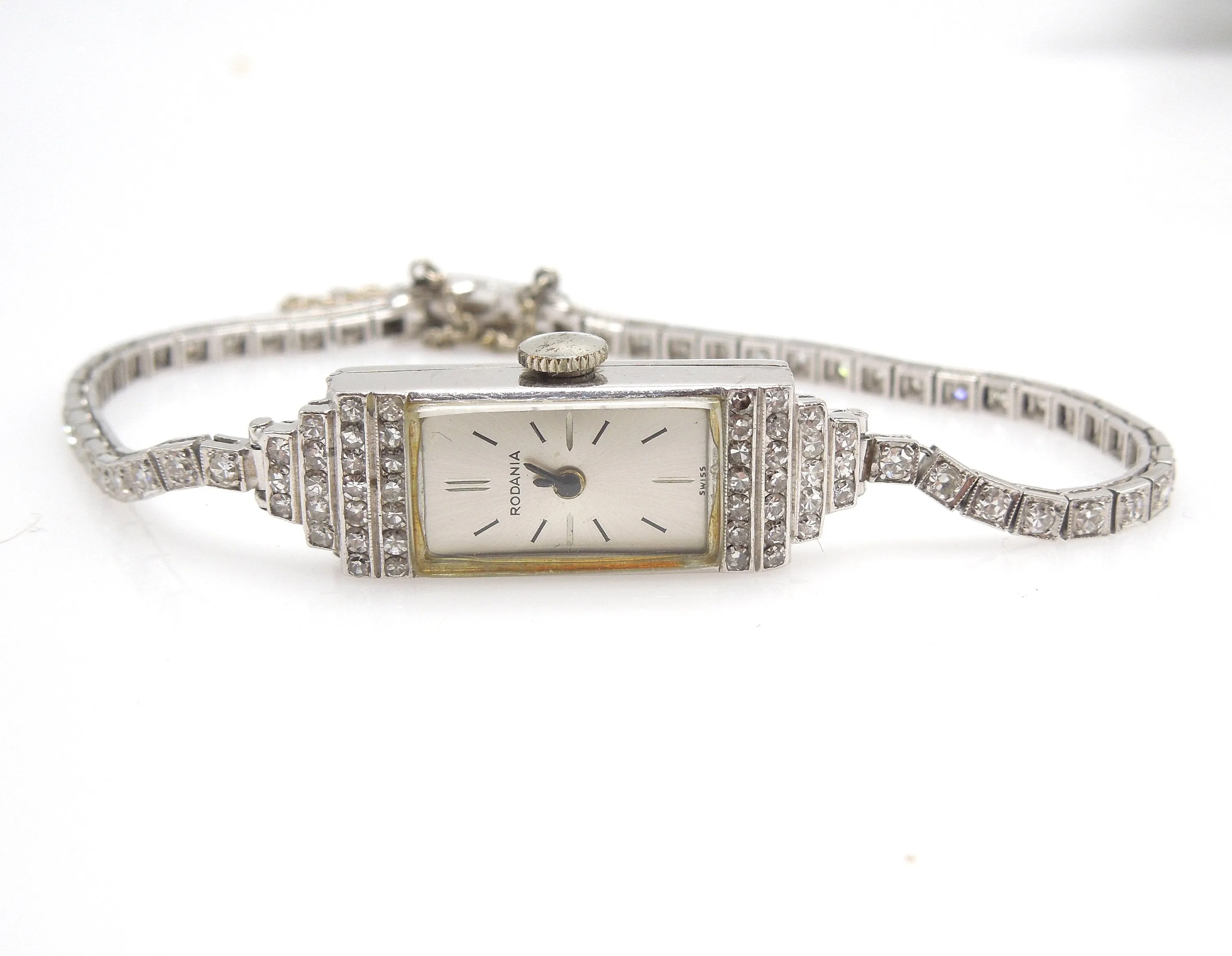 Antique Platinum and Diamond Rodania Ladies Wristwatch