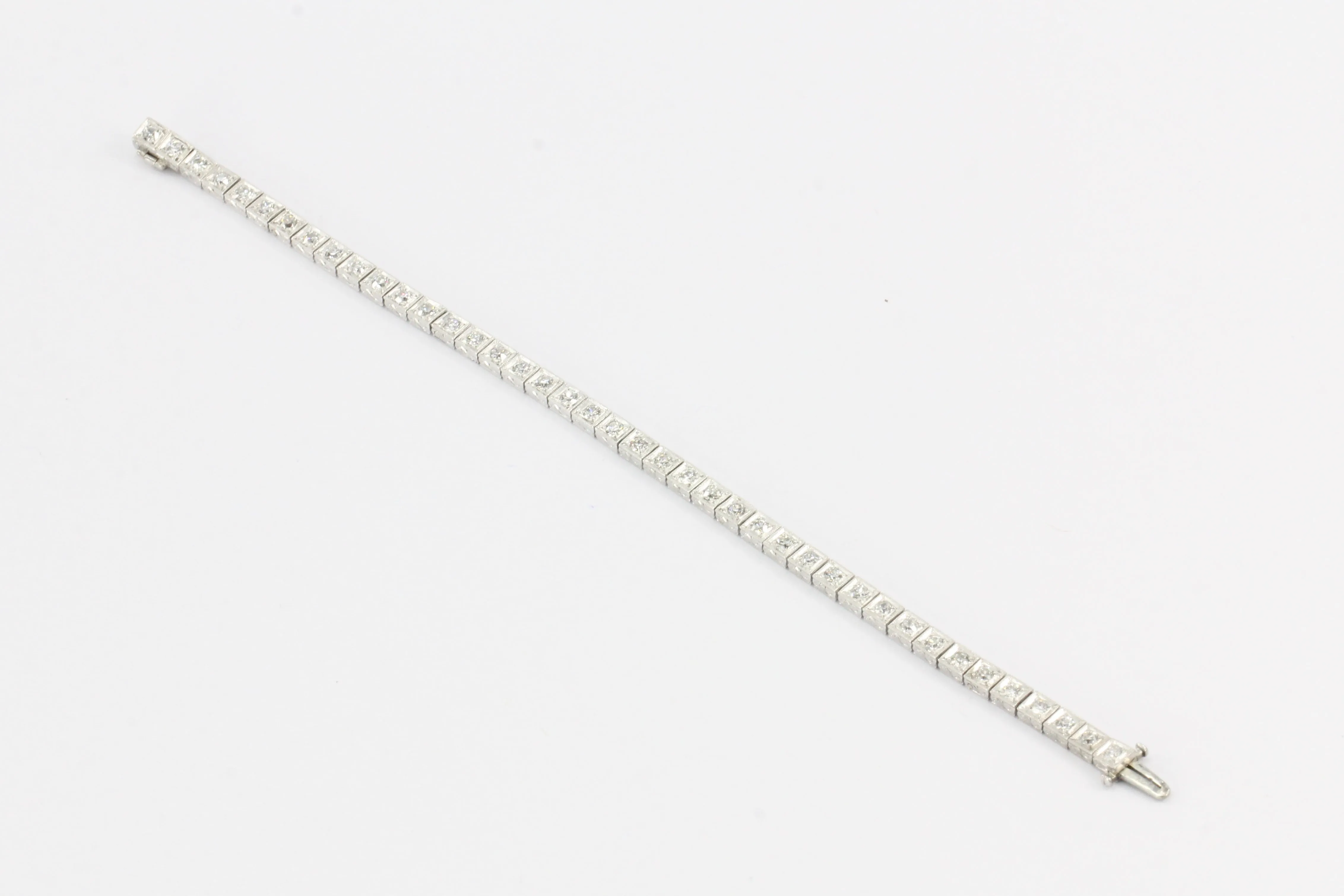 Art Deco Engraved Platinum 2 CTW Diamond Tennis Bracelet