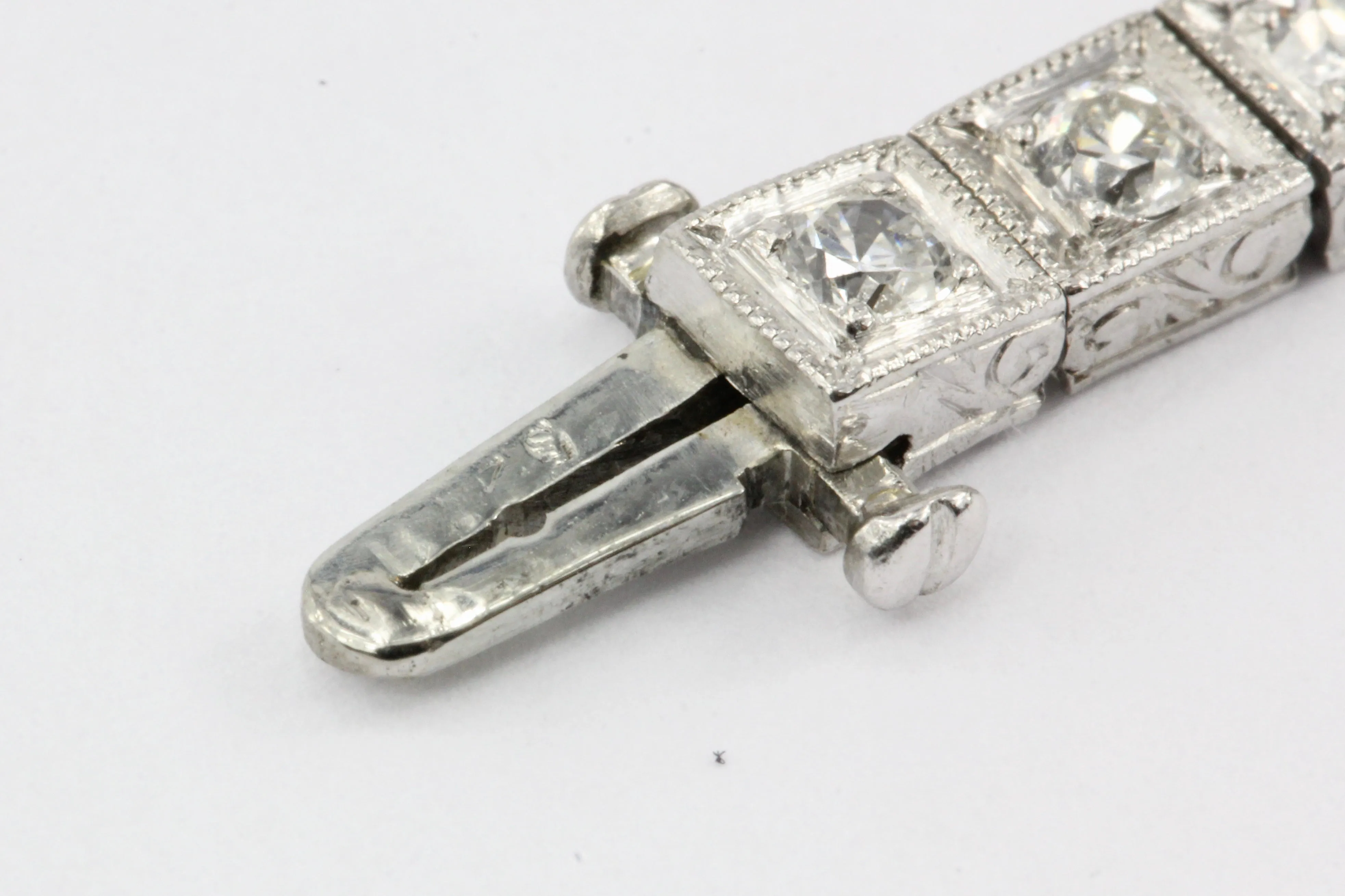 Art Deco Engraved Platinum 2 CTW Diamond Tennis Bracelet