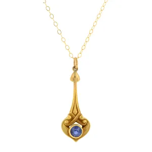 Art Nouveau Sapphire Drop Pendant