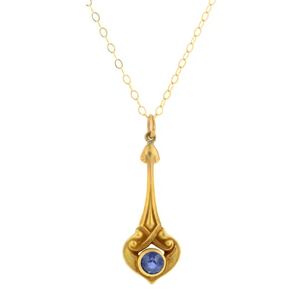 Art Nouveau Sapphire Drop Pendant