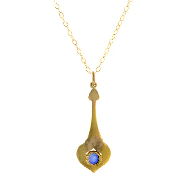 Art Nouveau Sapphire Drop Pendant