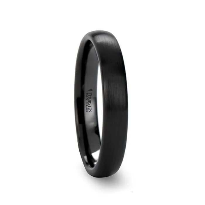 ATTOR | Black Ceramic Ring, Brushed Domed, 2mm, 4mm, 6mm