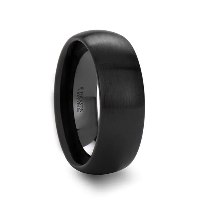ATTOR | Black Ceramic Ring, Brushed Domed, 2mm, 4mm, 6mm