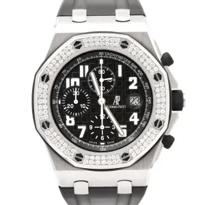 Audemars Piguet Royal Oak Offshore 42mm DIAMOND BEZEL Black Rubber 25940SK Watch
