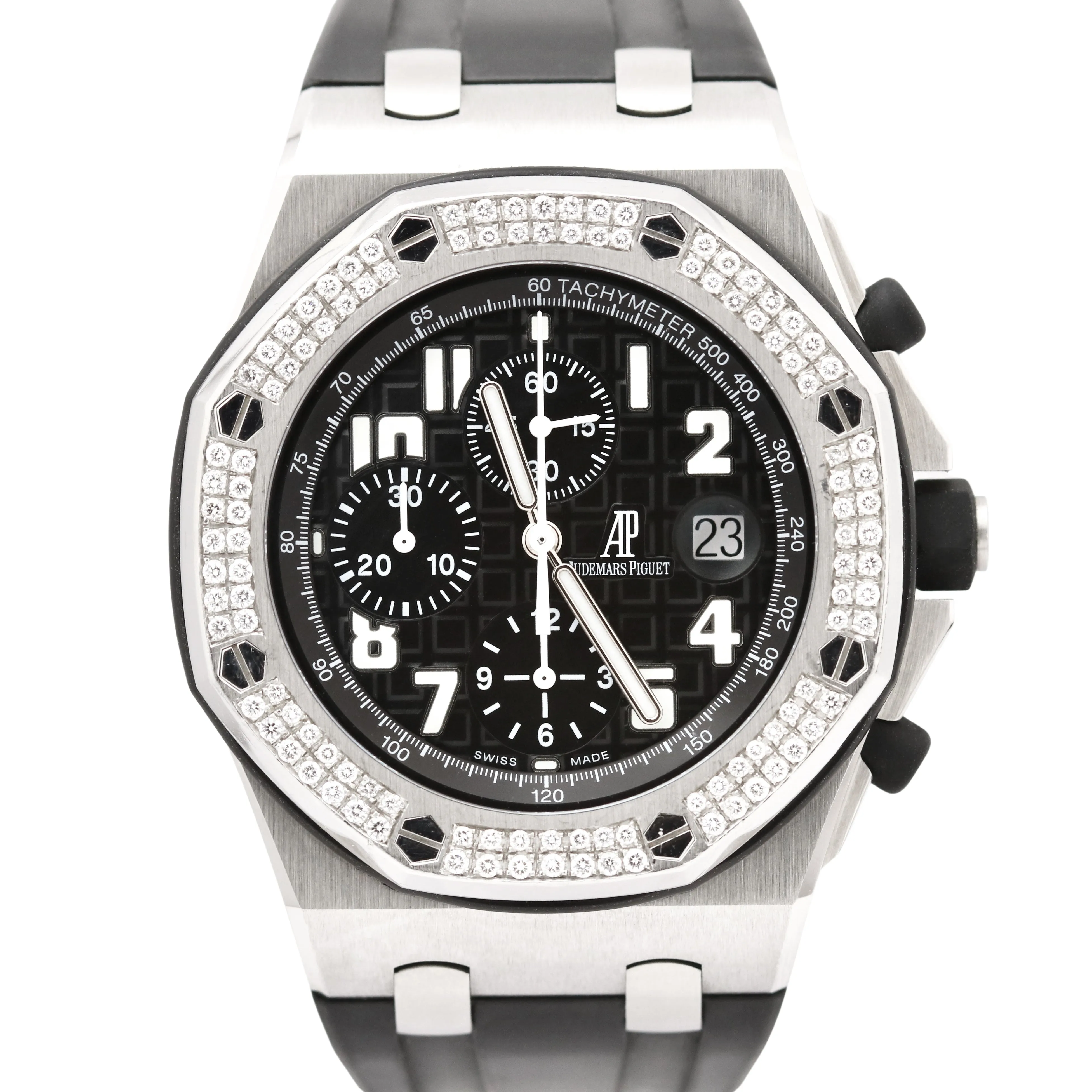 Audemars Piguet Royal Oak Offshore 42mm DIAMOND BEZEL Black Rubber 25940SK Watch