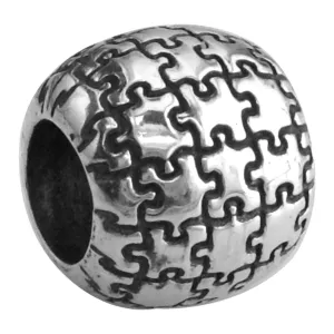 Autism Awareness Puzzle Piece Charm Bracelet Bead in 14K White gold