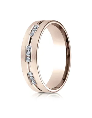 Benchmark 14K Rose Gold 6mm Comfort-Fit Etched Channel Set 18-Stone Diamond Eternity Band Ring (0.36ct.)
