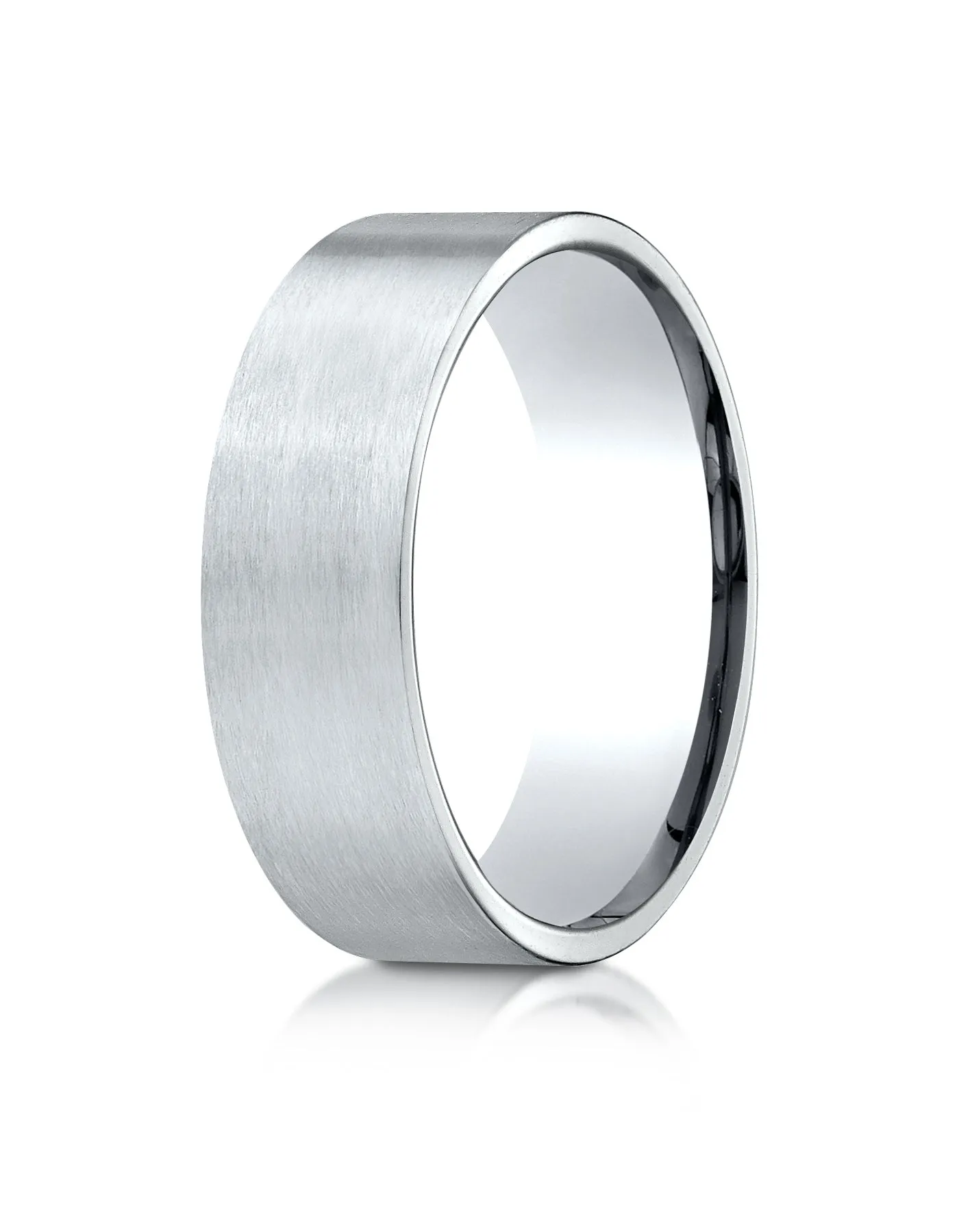Benchmark 18k White Gold 7mm Comfort-Fit Satin-Finished Carved Design Band, (Sizes 4-15)