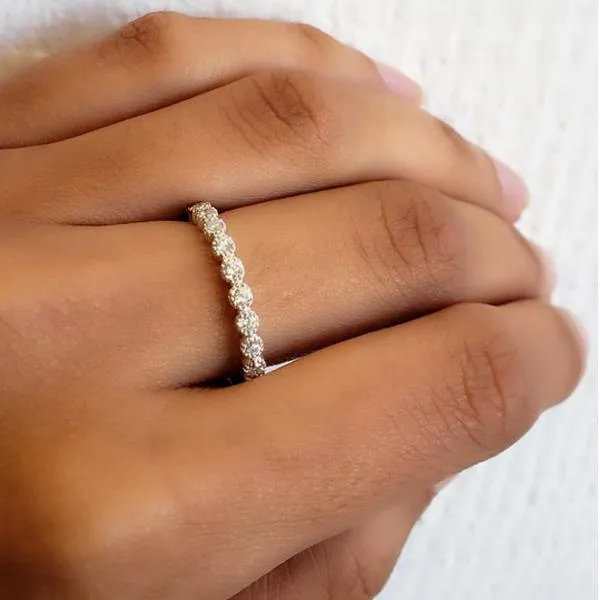 Bezel White Diamond Band, Rose Gold